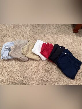 7 pair of Kids Cotton Shorts - Navy, Black, Red, White, Tan, Khaki